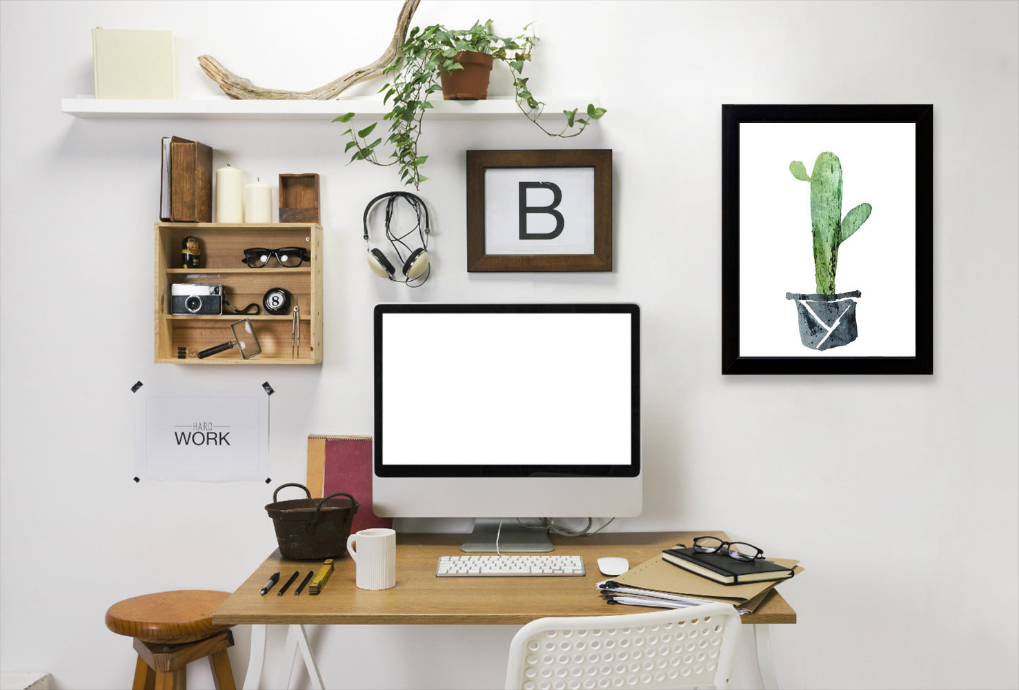 Cactus In Black Pot by Tanya Shumkina - Black Framed Print - Wall Art - Americanflat