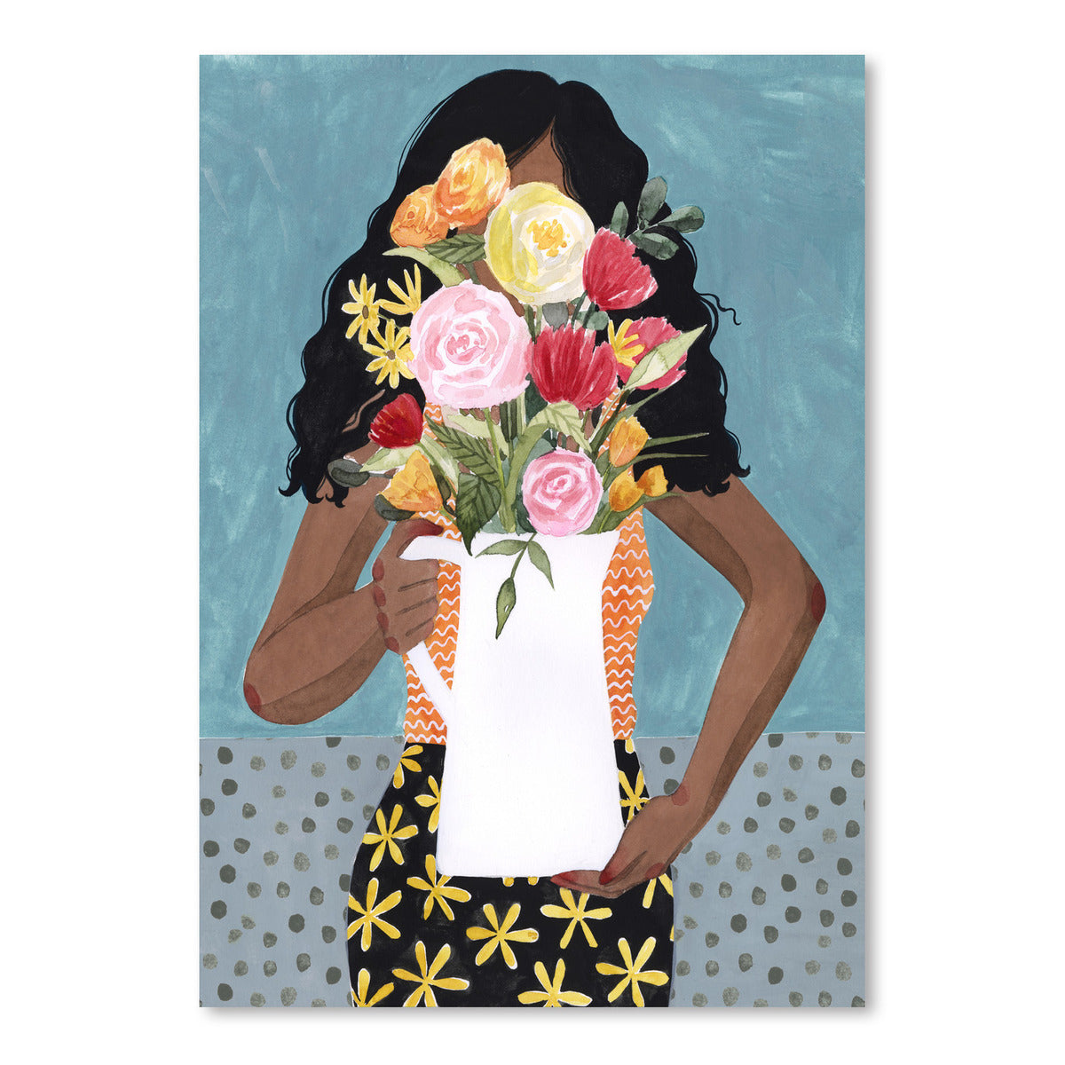 Flower Vase Girl I by Grace Popp by World Art Group - Art Print - Americanflat