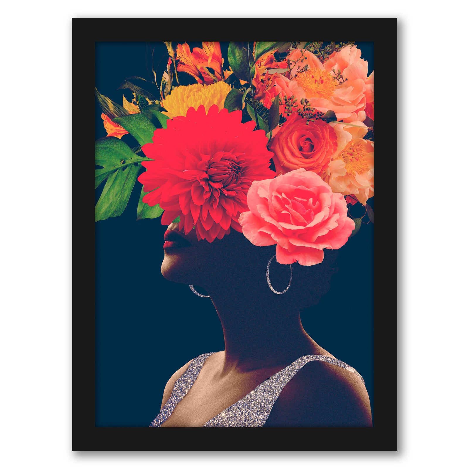 Fleur Collage I by Victoria Borges by World Art Group - Black Framed Print - Wall Art - Americanflat
