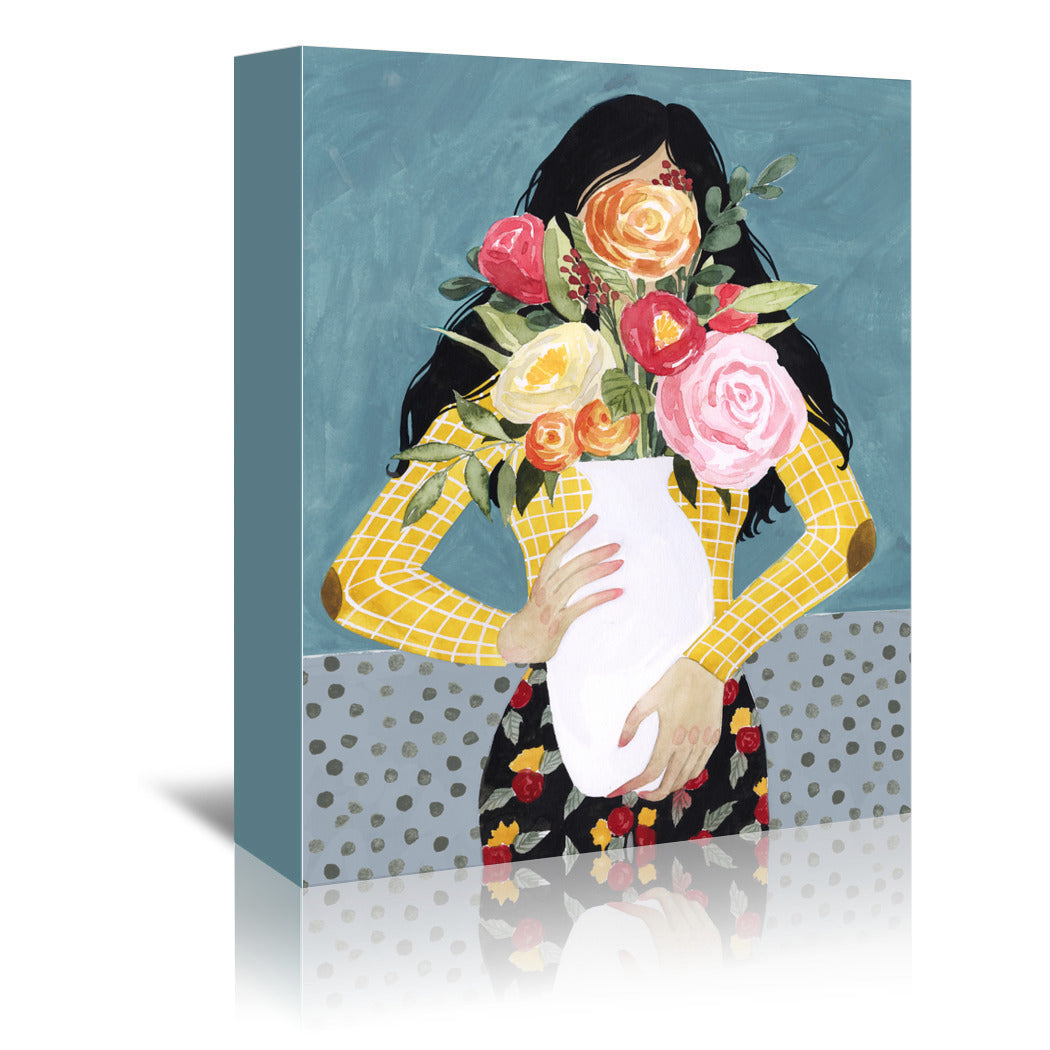 Flower Vase Girl II by Grace Popp by World Art Group - Wrapped Canvas - Wrapped Canvas - Americanflat