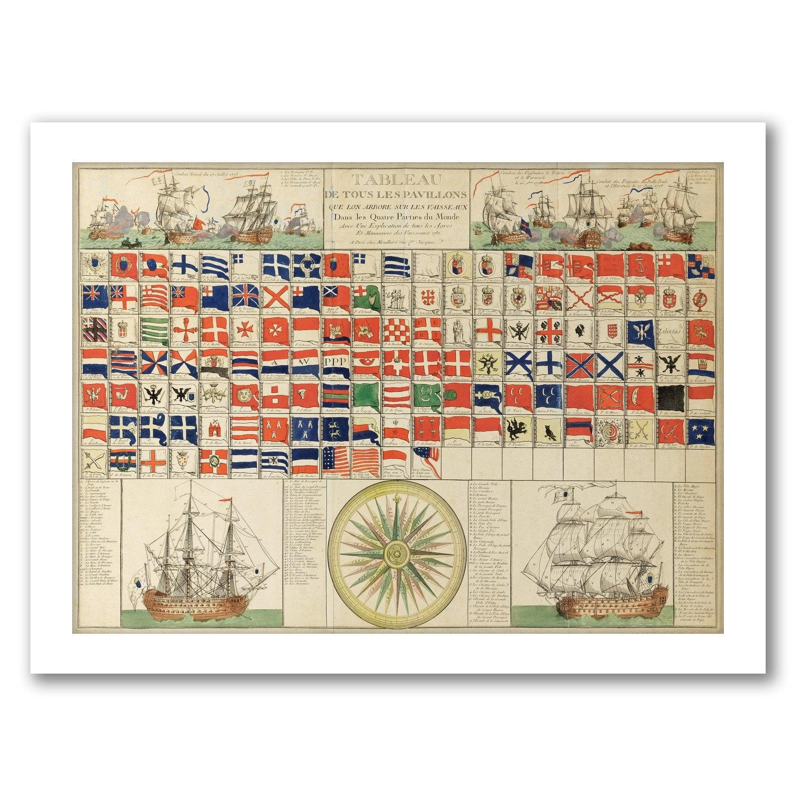 Sea Flags of all Nations by Louis-Joseph Mondhare by World Art Group - Framed Print - Americanflat