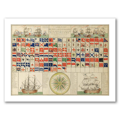 Sea Flags of all Nations by Louis-Joseph Mondhare by World Art Group - Framed Print - Americanflat