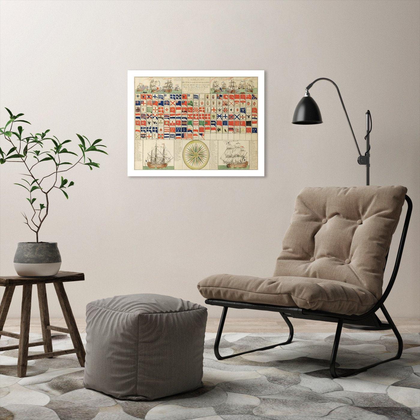 Sea Flags of all Nations by Louis-Joseph Mondhare by World Art Group - Framed Print - Americanflat