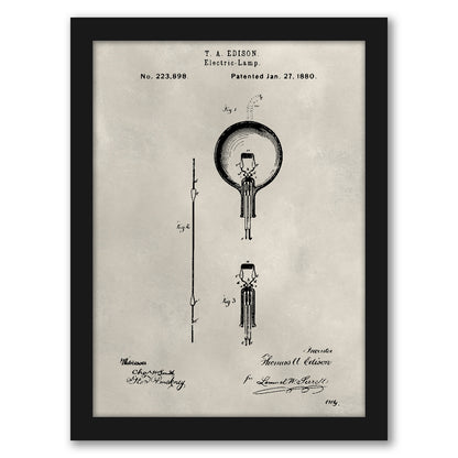Patent--Light Bulb by Alicia Ludwig by World Art Group - Black Framed Print - Wall Art - Americanflat