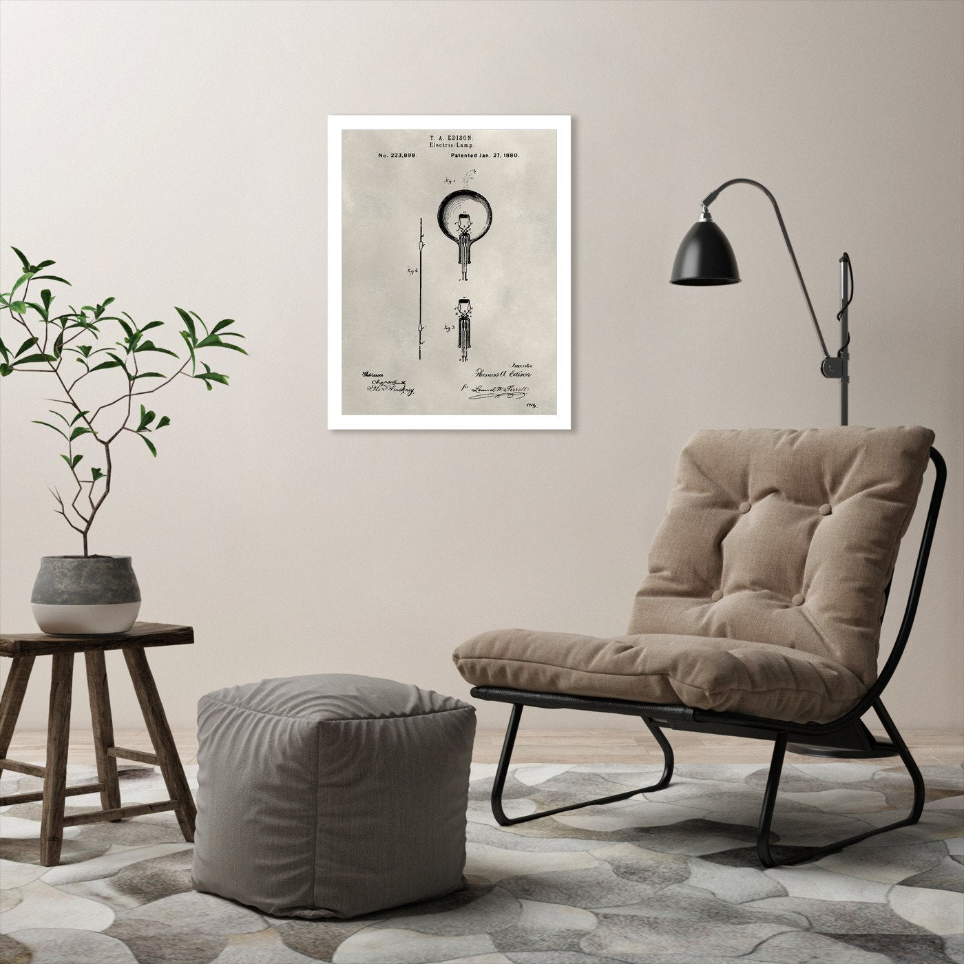 Patent--Light Bulb by Alicia Ludwig by World Art Group - Framed Print - Americanflat