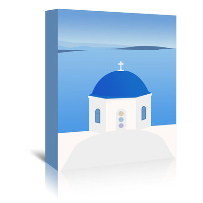 Santorini Church by Lyman Creative Co - Wrapped Canvas - Wrapped Canvas - Americanflat