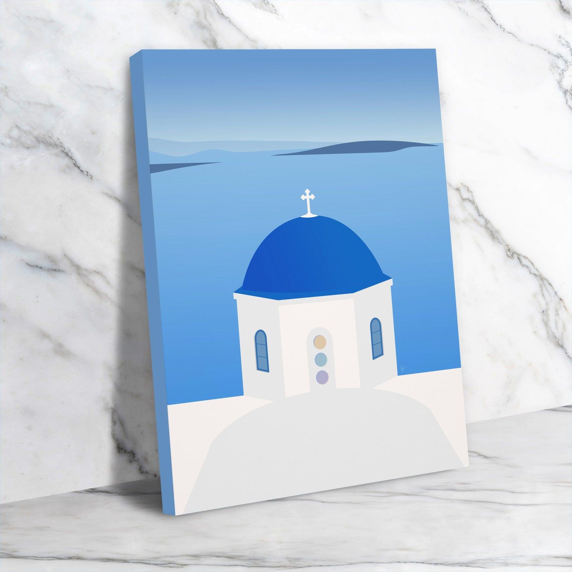Santorini Church by Lyman Creative Co - Wrapped Canvas - Wrapped Canvas - Americanflat