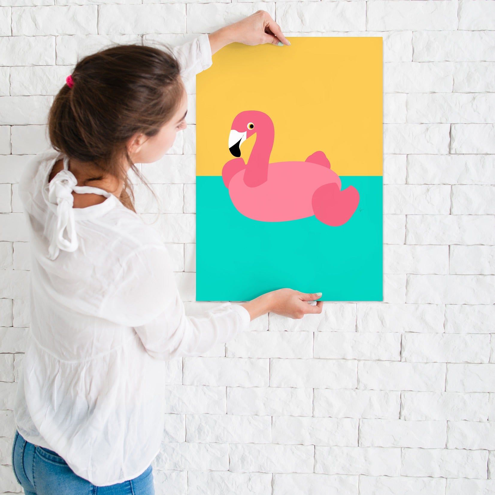 Summer Pool Flamingo by Lyman Creative Co - Poster - Art Print - Americanflat