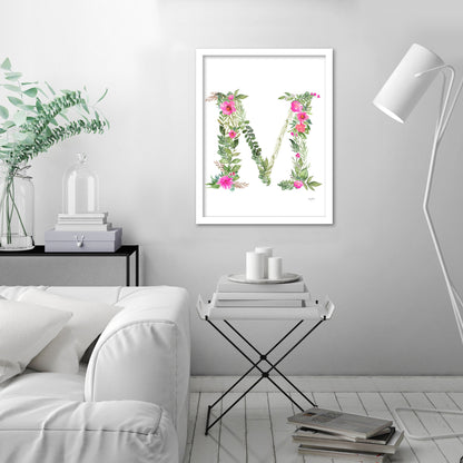 Botanical Letter M by Kelsey Mcnatt - Framed Print - Framed Print - Americanflat