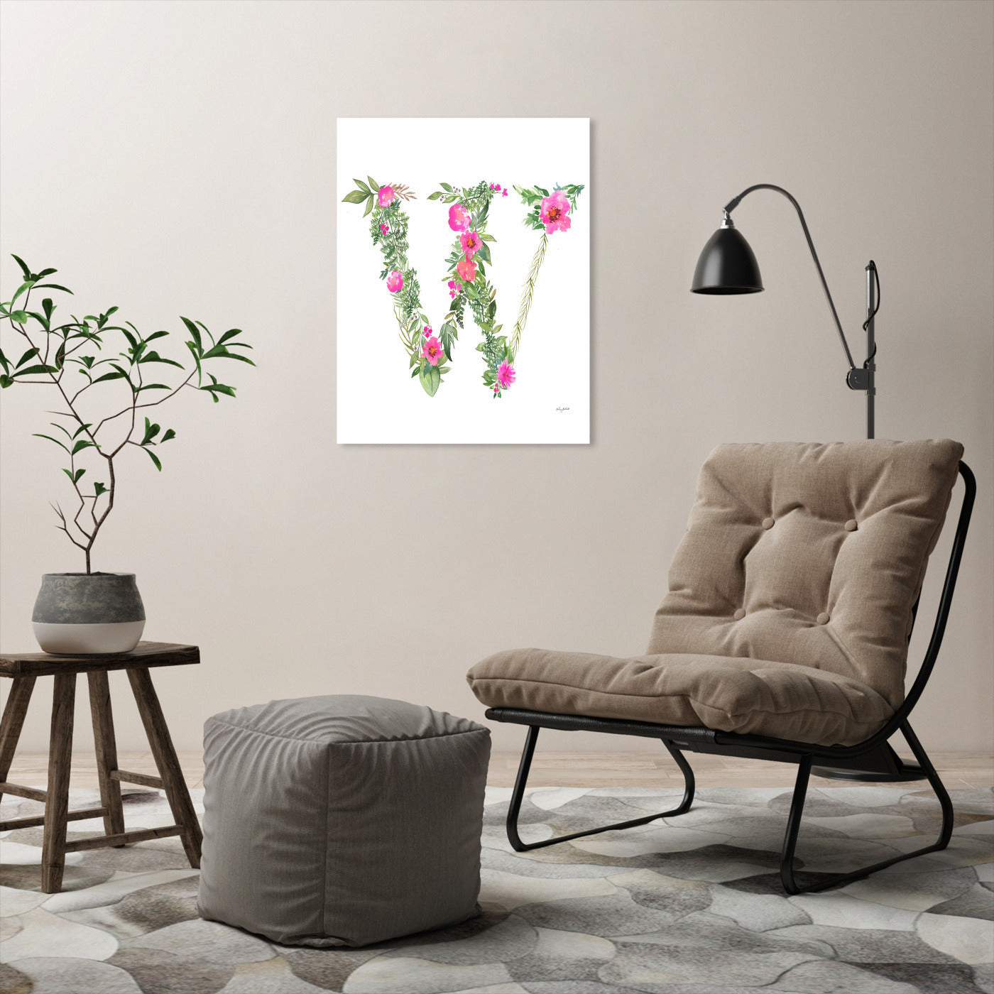 Botanical Letter W by Kelsey Mcnatt - Wrapped Canvas - Wrapped Canvas - Americanflat