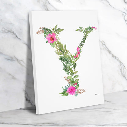 Botanical Letter Y by Kelsey Mcnatt - Wrapped Canvas - Wrapped Canvas - Americanflat
