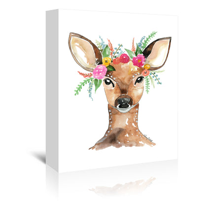 Flower Crown Deer by Kelsey Mcnatt - Wrapped Canvas - Wrapped Canvas - Americanflat