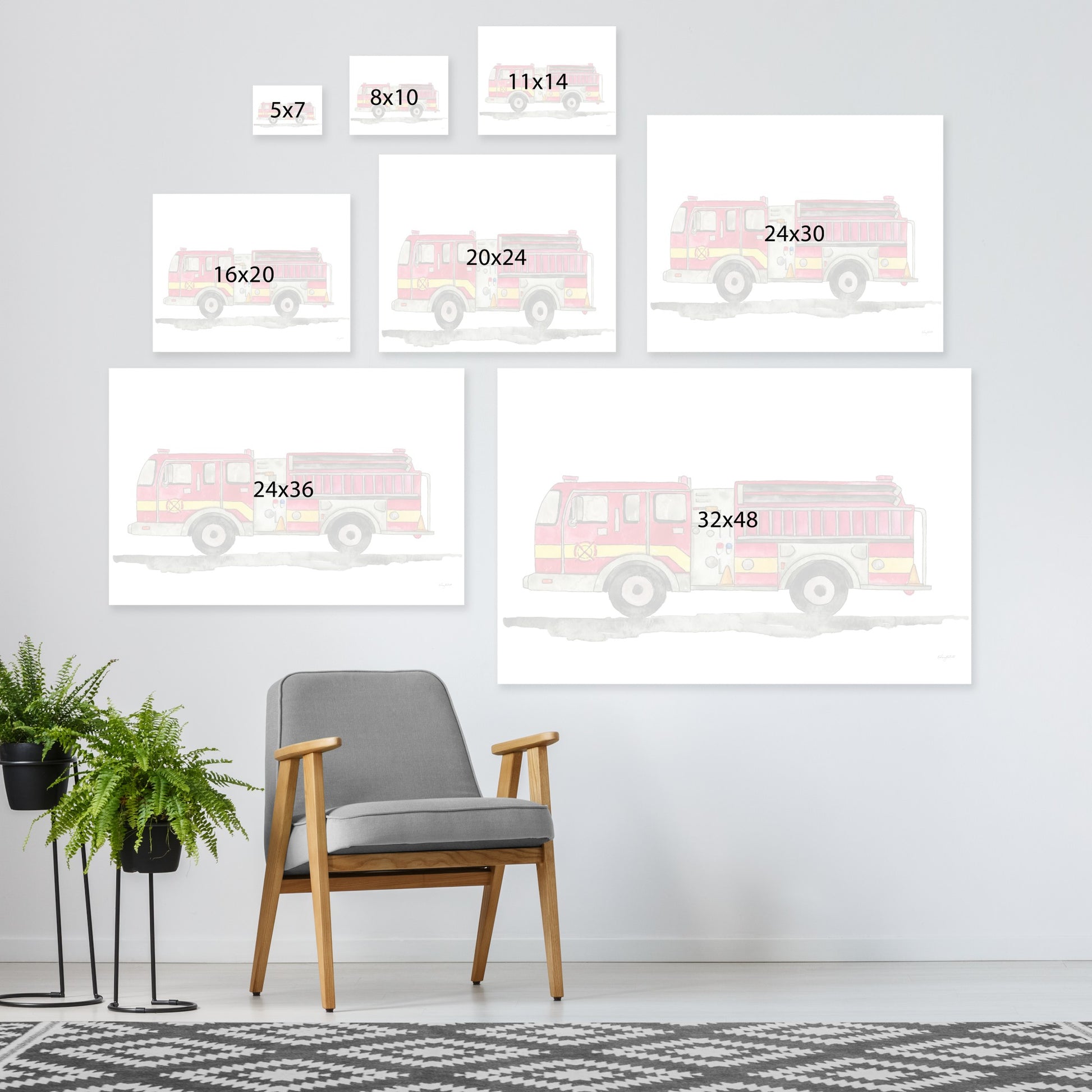 Vehicles Fire Truck by Kelsey Mcnatt - Wrapped Canvas - Wrapped Canvas - Americanflat