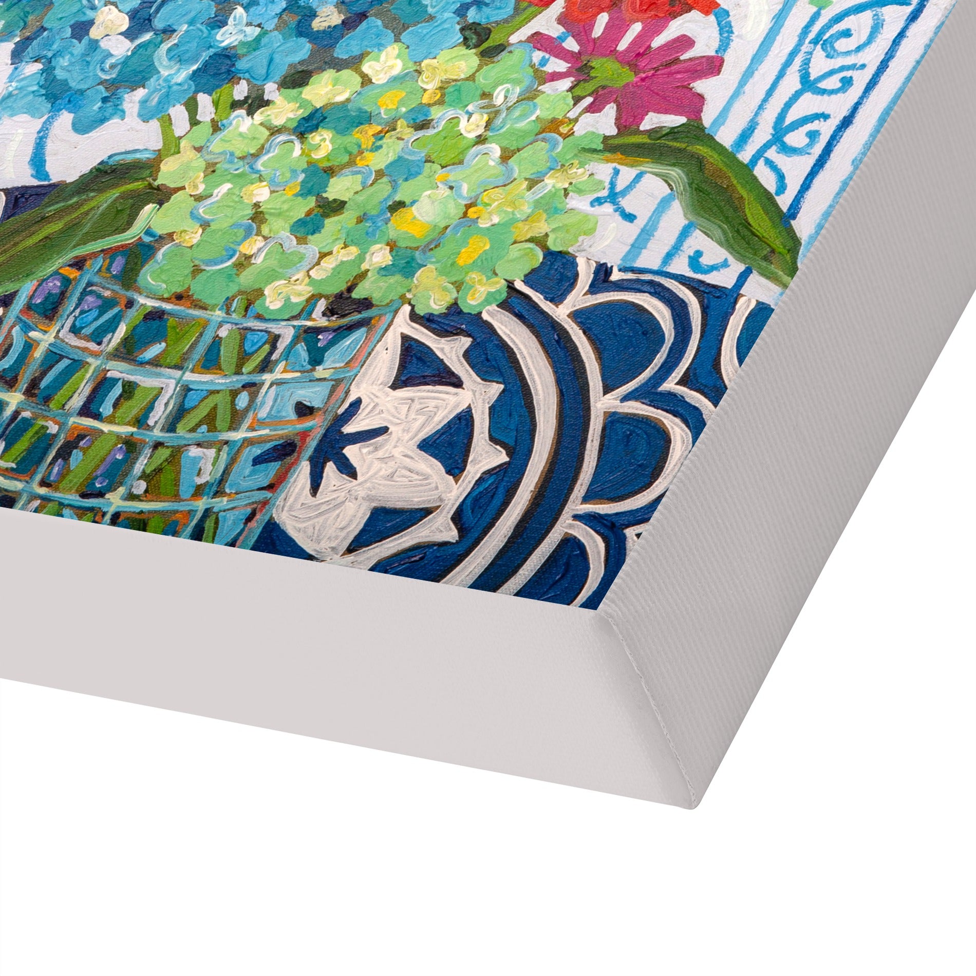 Floral On Blue by Mandy Buchanan - Wrapped Canvas - Wrapped Canvas - Americanflat