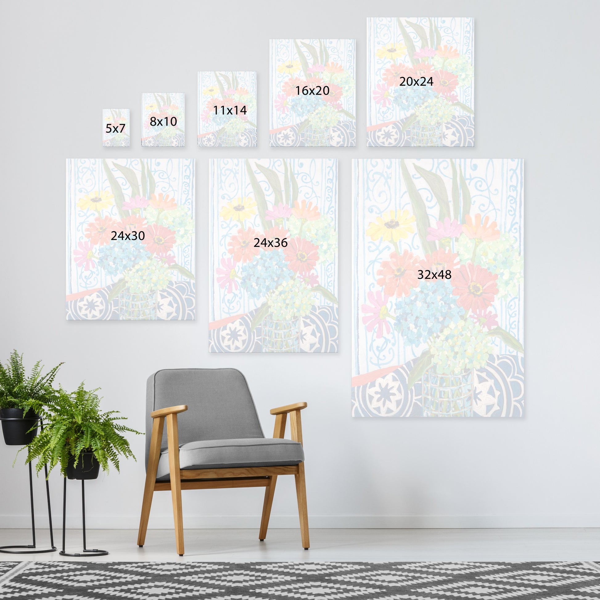 Floral On Blue by Mandy Buchanan - Wrapped Canvas - Wrapped Canvas - Americanflat