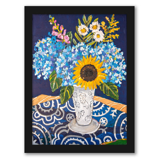 Hydrangeas And Sunflowers by Mandy Buchanan - Framed Print - Framed Print - Americanflat