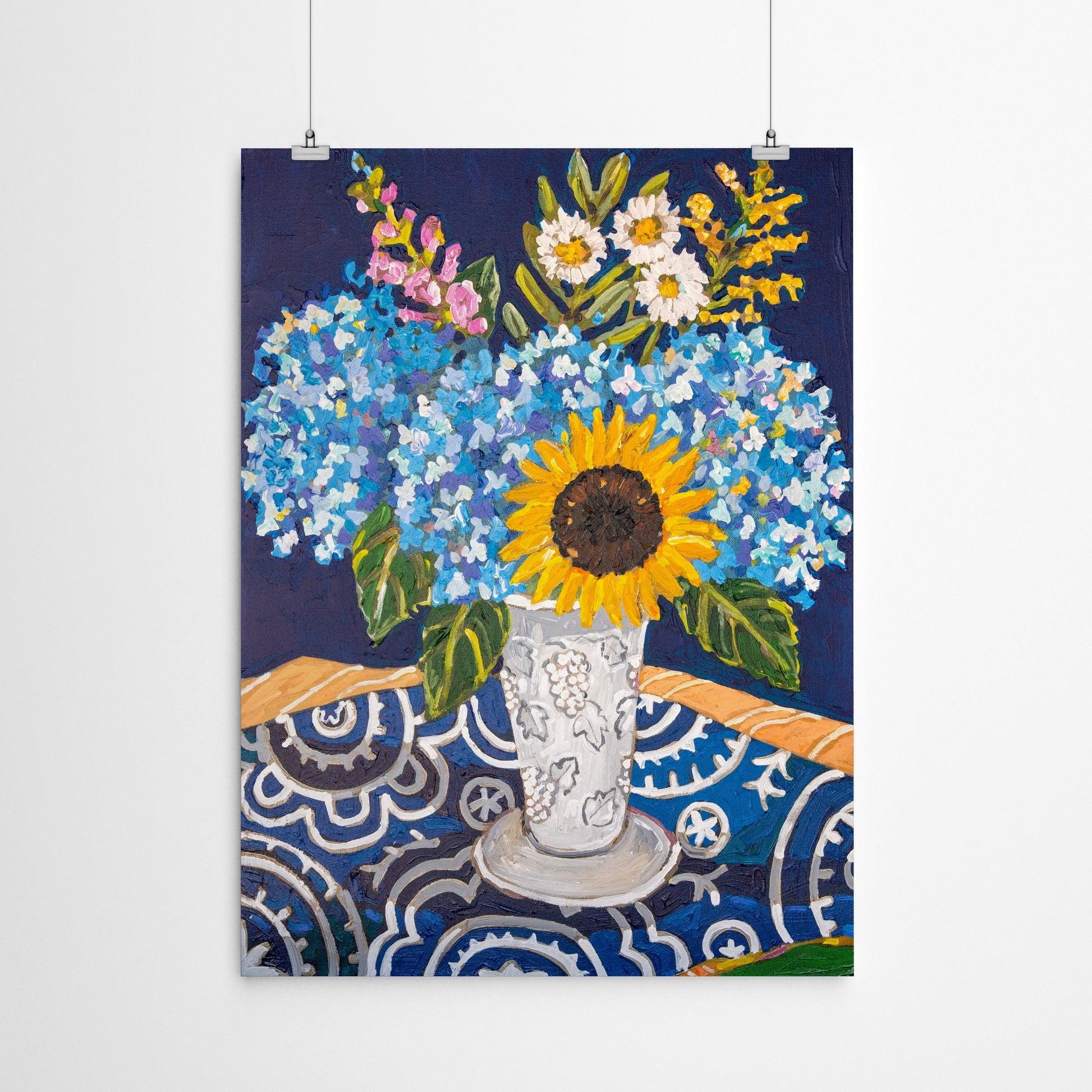 Hydrangeas And Sunflowers by Mandy Buchanan - Art Print - Art Print - Americanflat