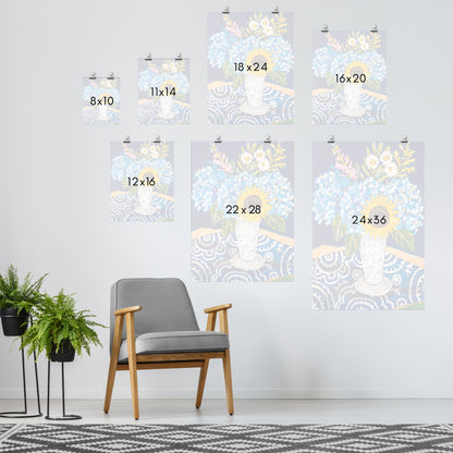 Hydrangeas And Sunflowers by Mandy Buchanan - Art Print - Art Print - Americanflat