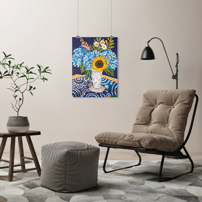 Hydrangeas And Sunflowers by Mandy Buchanan - Art Print - Art Print - Americanflat