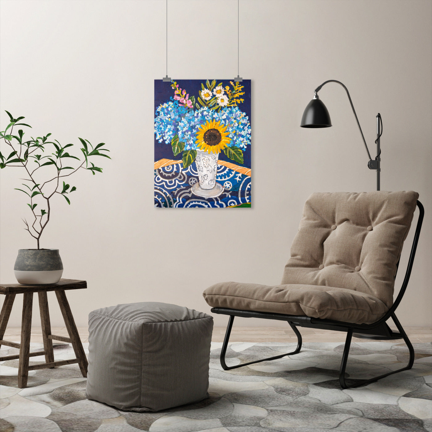 Hydrangeas And Sunflowers by Mandy Buchanan - Art Print - Art Print - Americanflat