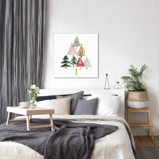 Pine Trees Ii by Pi Holiday Collection - Wrapped Canvas, 10" X 10"