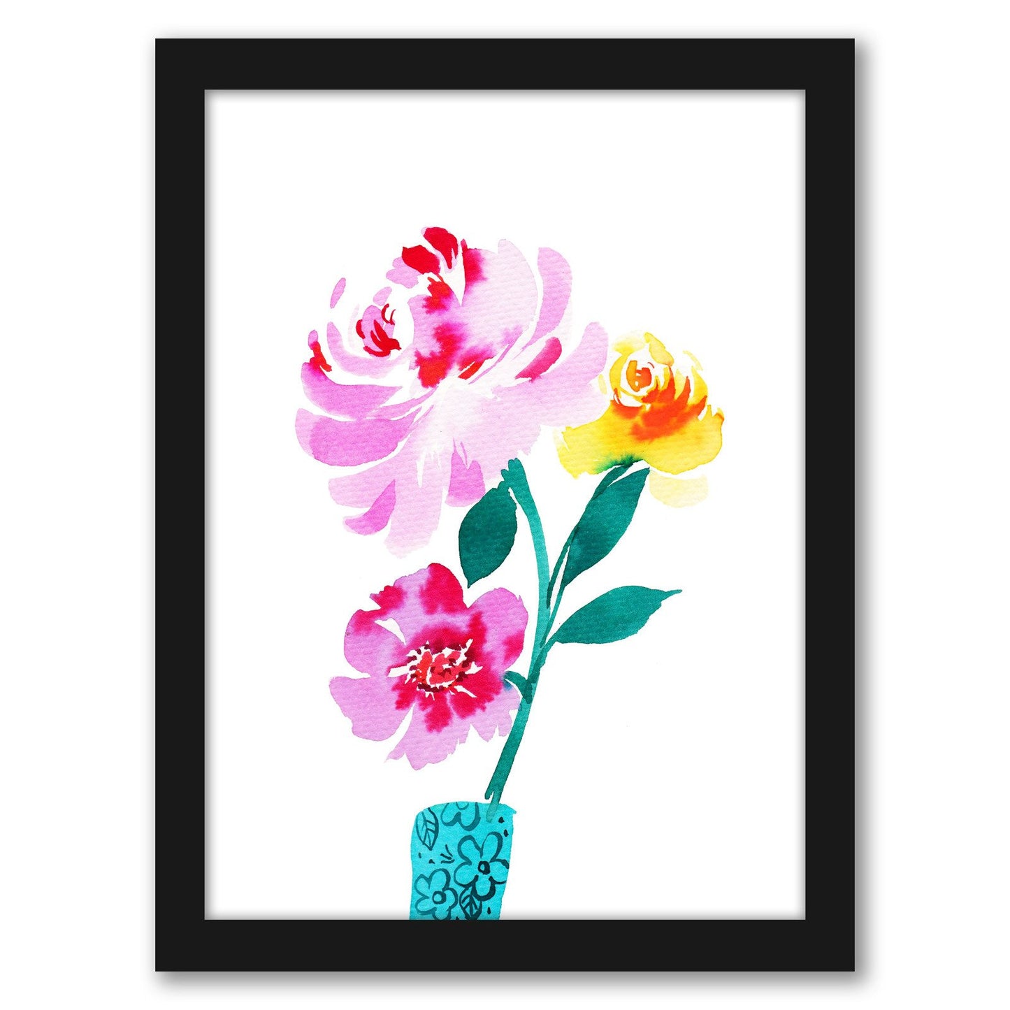 Pink Floral In Asian Vase by Taehyub Lee - Black Frame - Framed Print - Americanflat