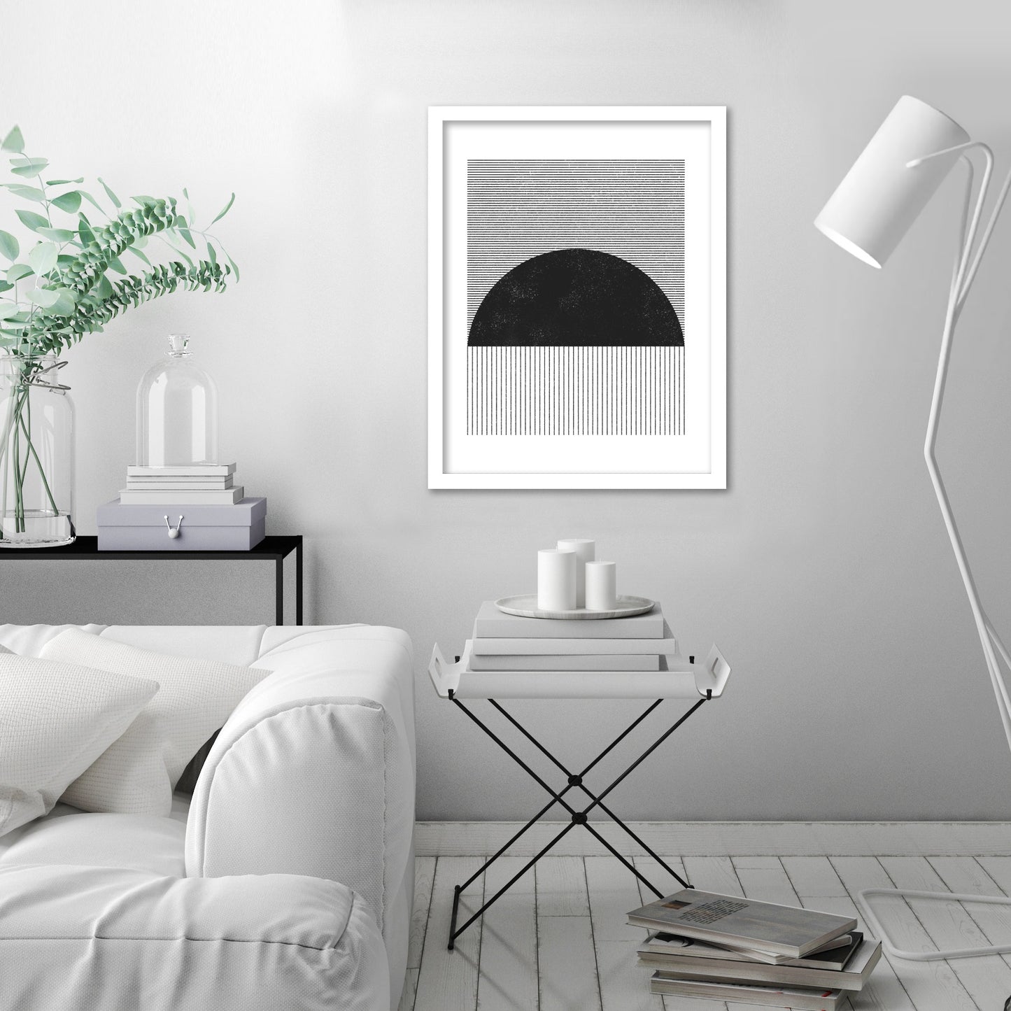 Abstract Sunset by Roseanne Kenny - White Frame, White Frame, 19" X 25"