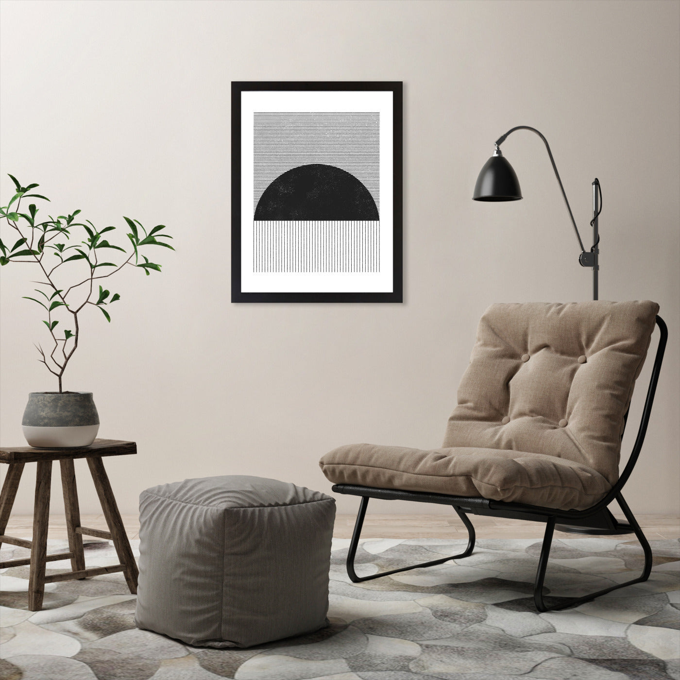 Abstract Sunset by Roseanne Kenny - Black Frame, Black Frame, 19" X 25"