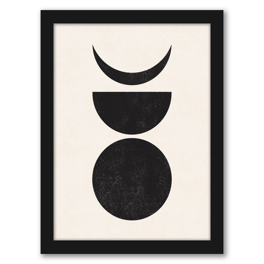 Moon Phase Abstract Block Print 2 by Roseanne Kenny - Black Frame, Black Frame, 13" X 13"
