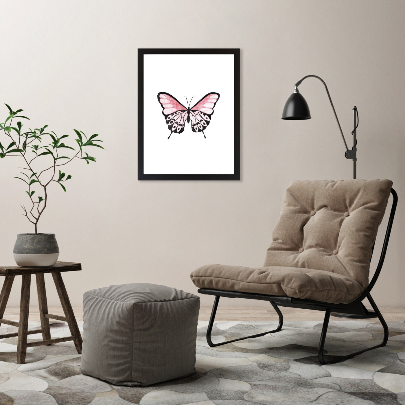 Pink Butterfly by Antonia Jurgens - Framed Print - Americanflat