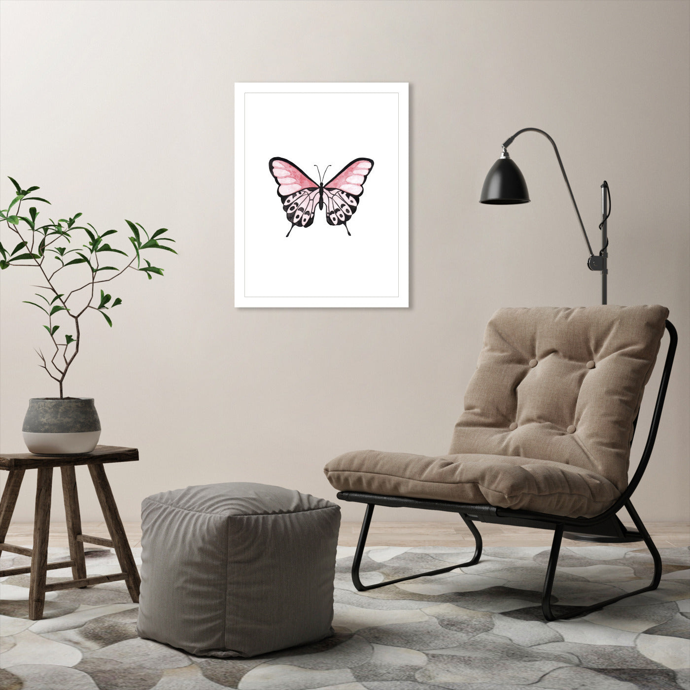 Pink Butterfly by Antonia Jurgens - Framed Print - Americanflat