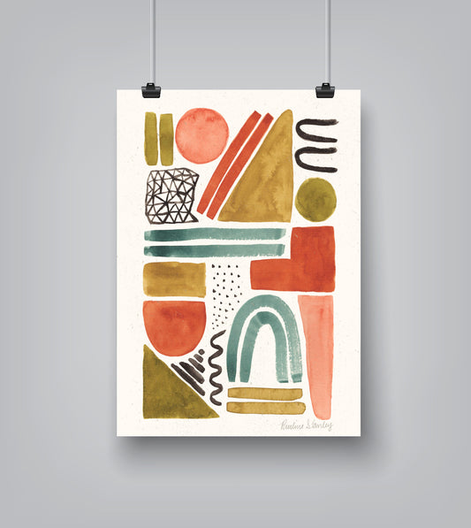 Abstract Shapes Watercolor by Pauline Stanley - Art Print - Americanflat