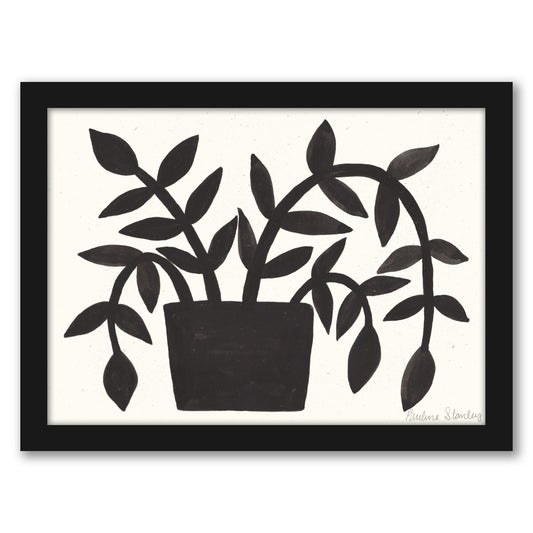 Black Plant Gouache by Pauline Stanley - Black Frame, Black Frame, 19" X 25"