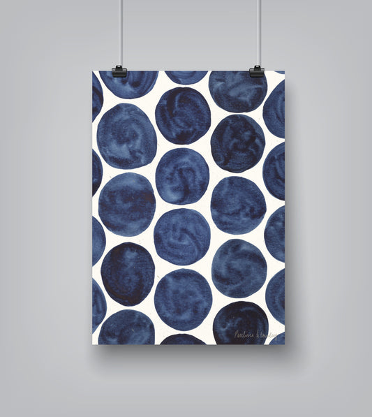 Blue Dots Gouache by Pauline Stanley - Art Print - Americanflat