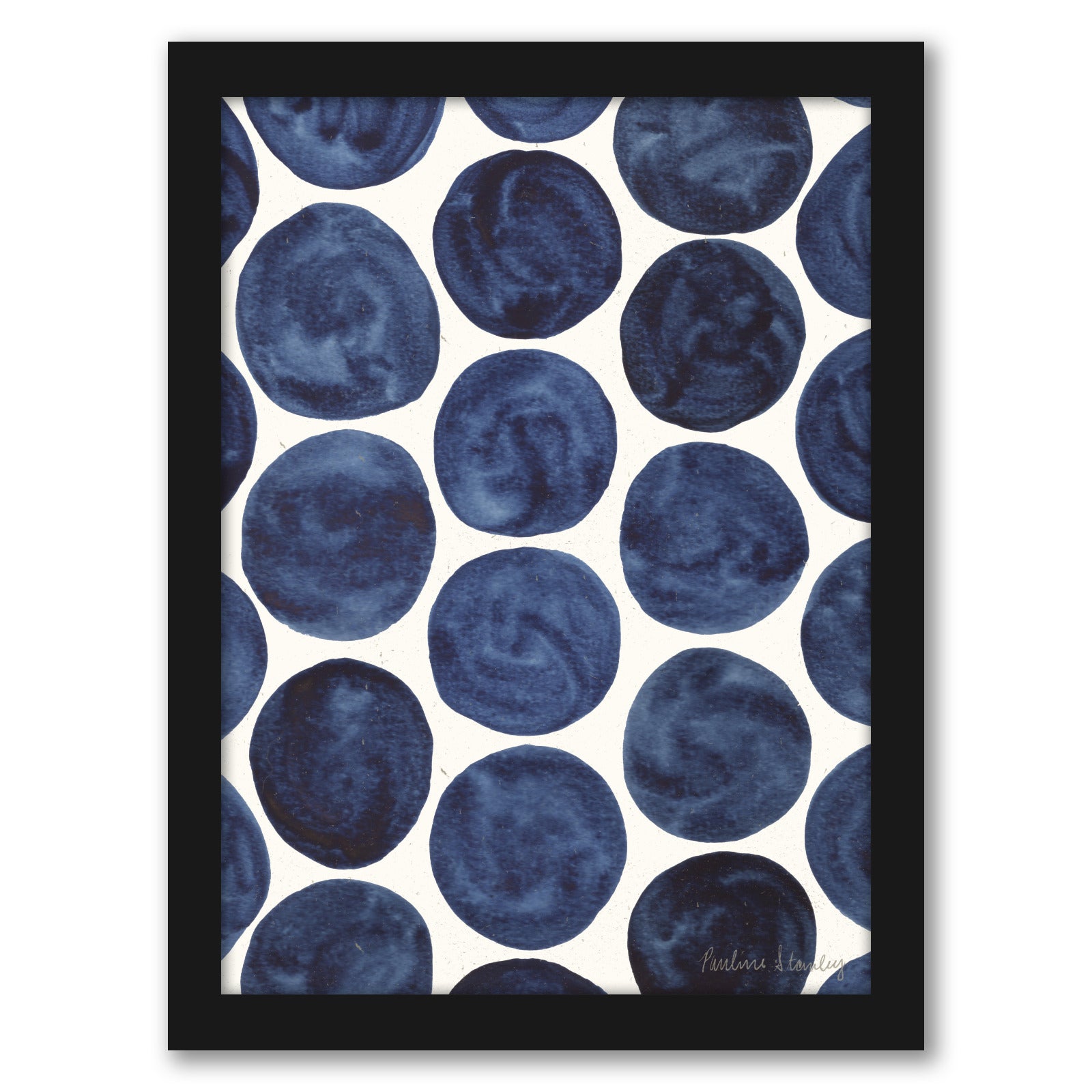 Blue Dots Gouache by Pauline Stanley - Framed Print - Americanflat