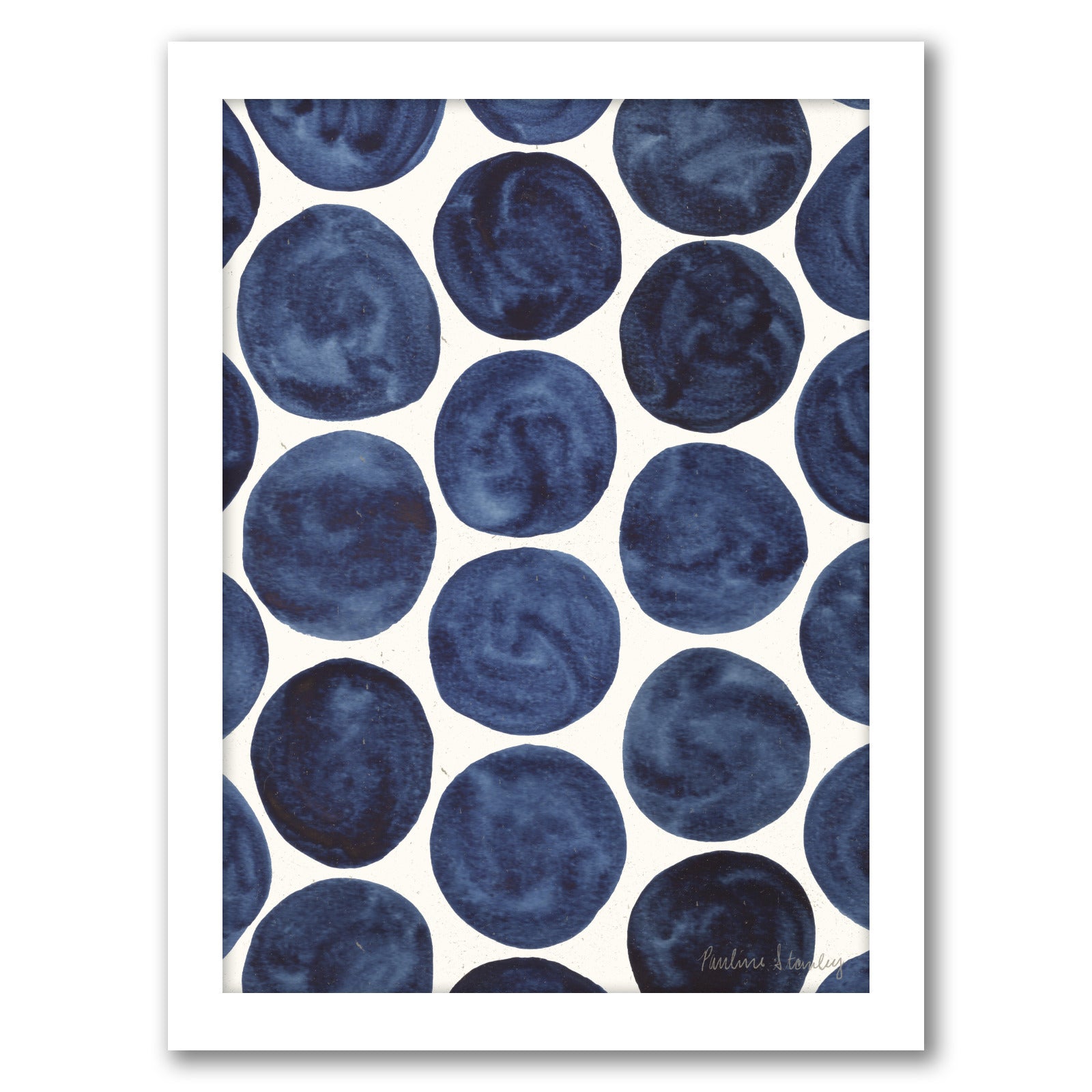 Blue Dots Gouache by Pauline Stanley - Framed Print - Americanflat