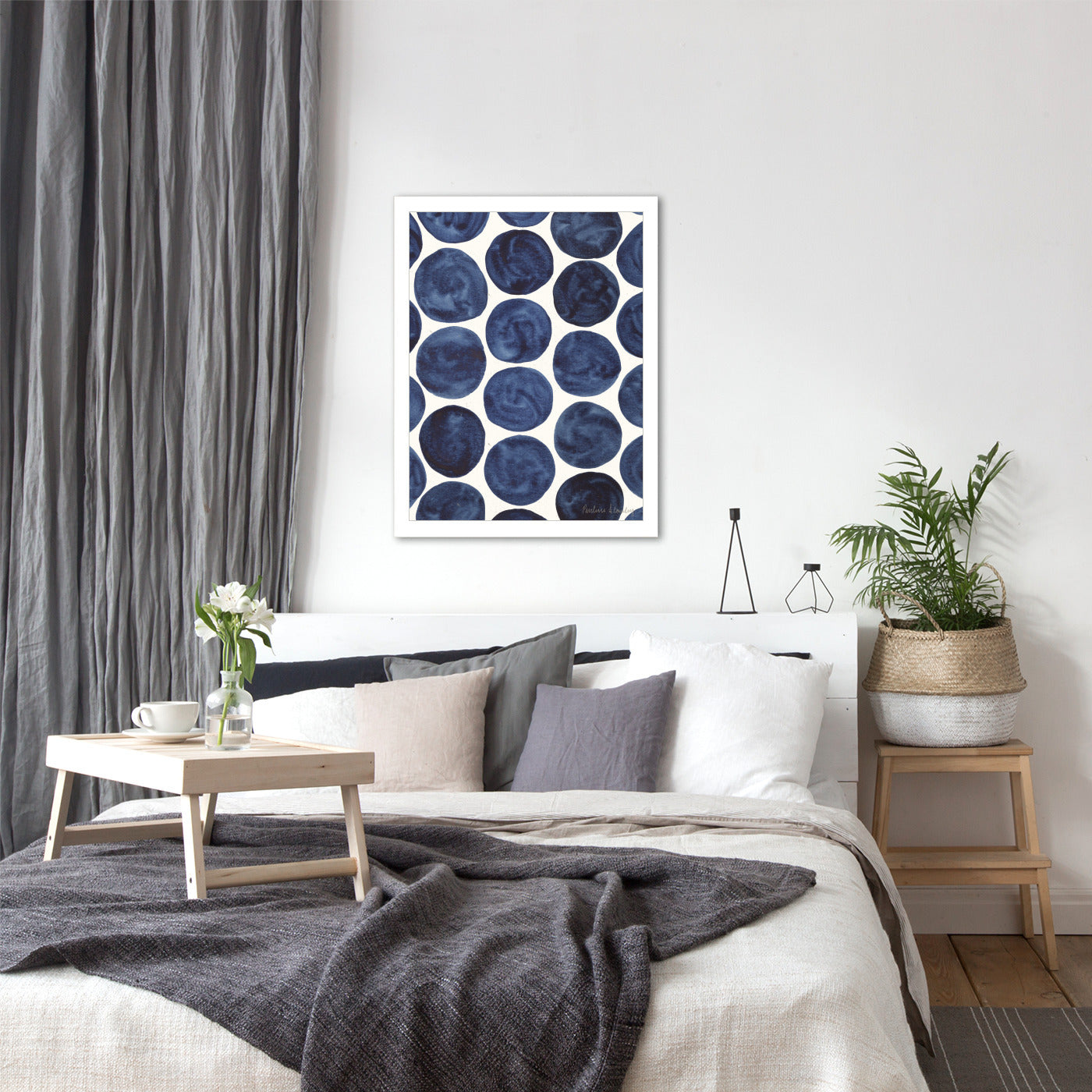 Blue Dots Gouache by Pauline Stanley - Framed Print - Americanflat