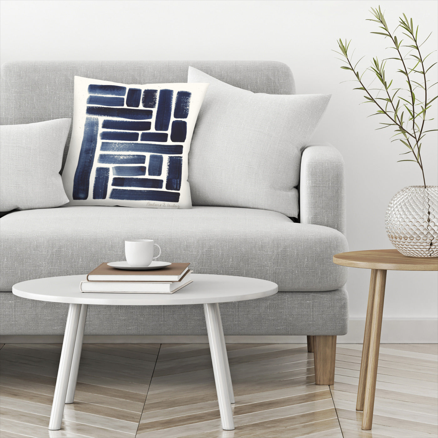 Blue Strokes Gouache by Pauline Stanley - Pillow, Pillow, 14" X 14"