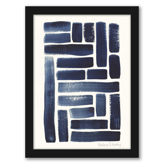Blue Strokes Gouache by Pauline Stanley - Framed Print - Americanflat