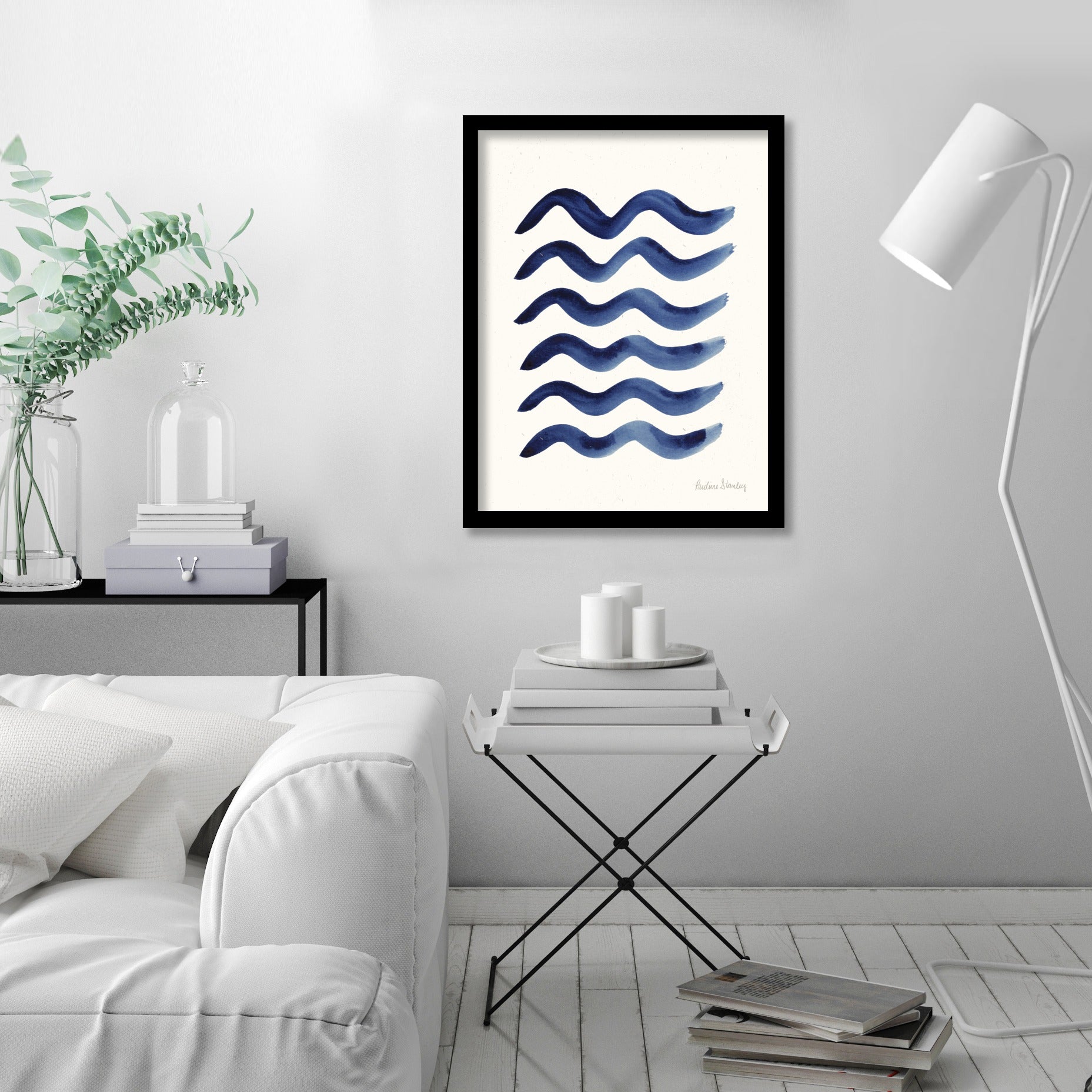Blue Waves Watercolor by Pauline Stanley - Framed Print – Americanflat
