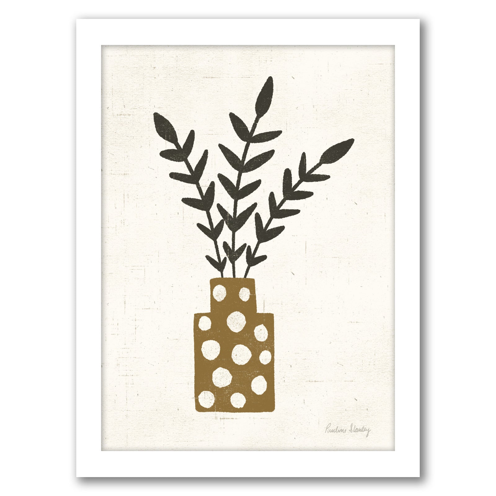 Branches Dotted Terracotta Vase by Pauline Stanley - Framed Print - Americanflat