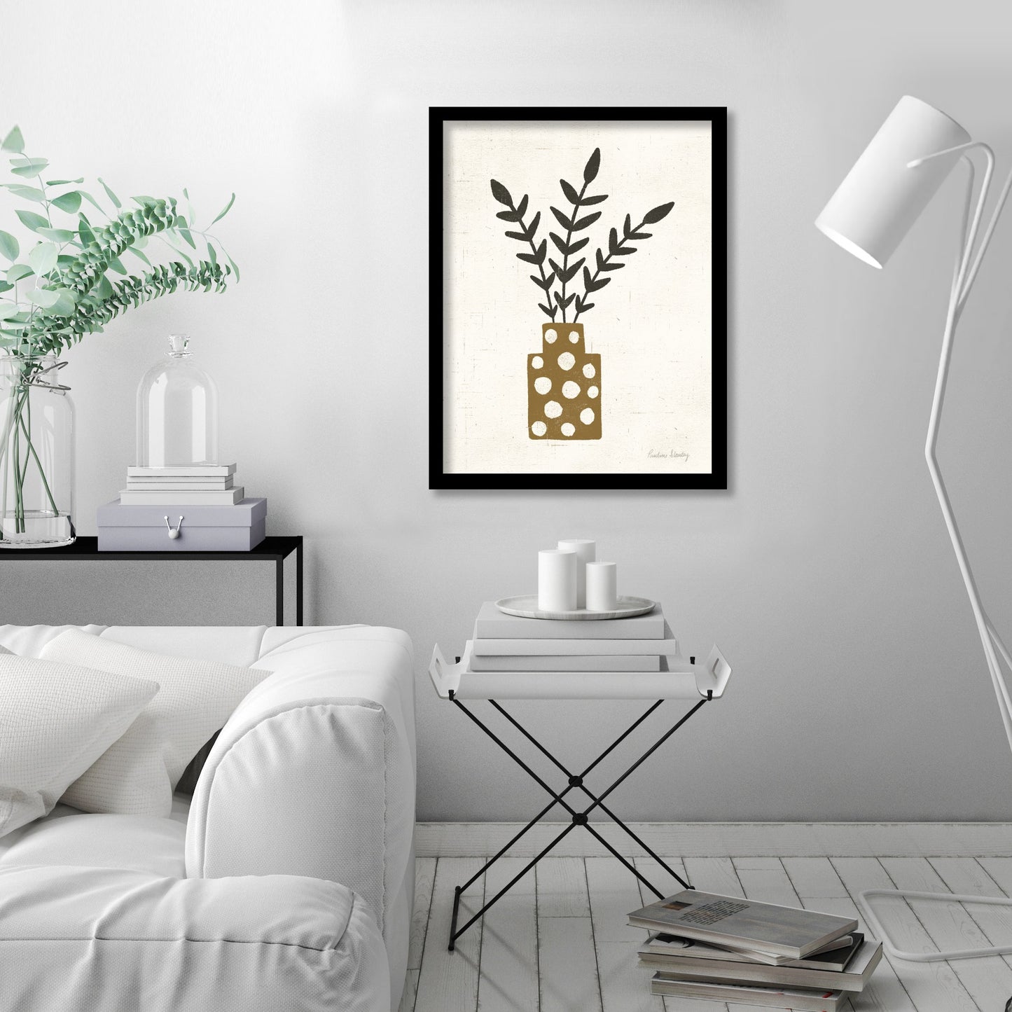 Branches Dotted Terracotta Vase by Pauline Stanley - Framed Print - Americanflat