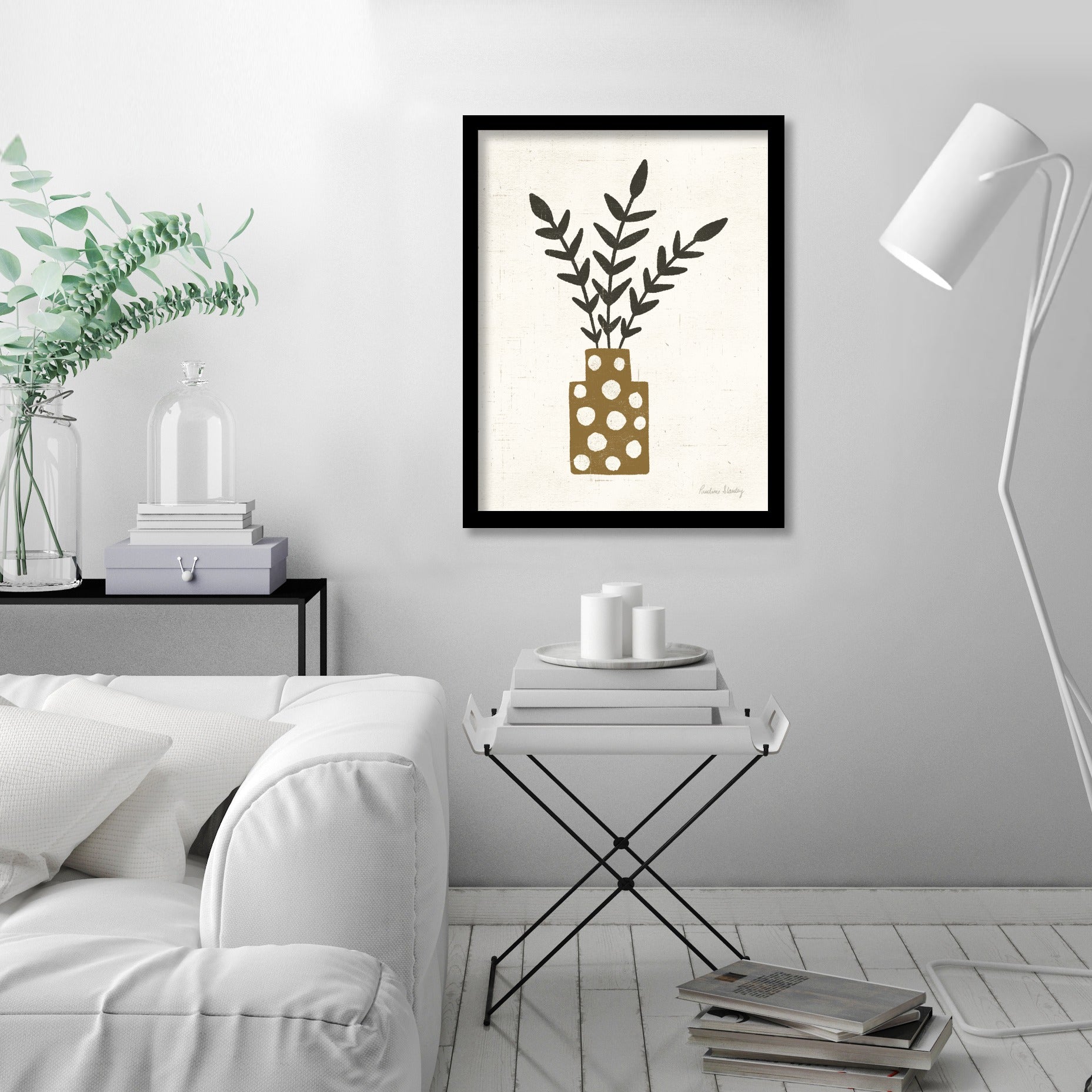 Branches Dotted Terracotta Vase by Pauline Stanley - Framed Print - Americanflat