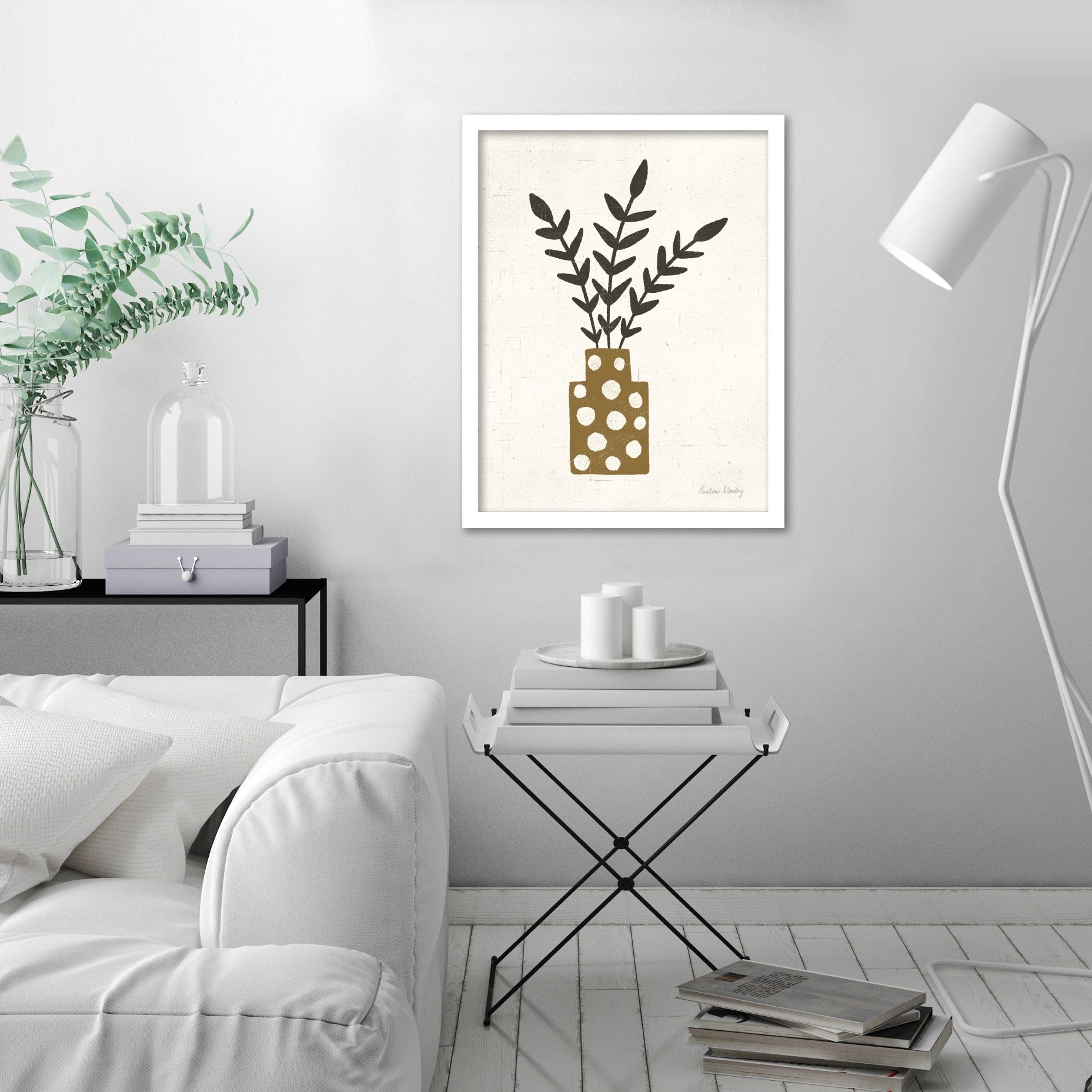 Branches Dotted Terracotta Vase by Pauline Stanley - Framed Print - Americanflat