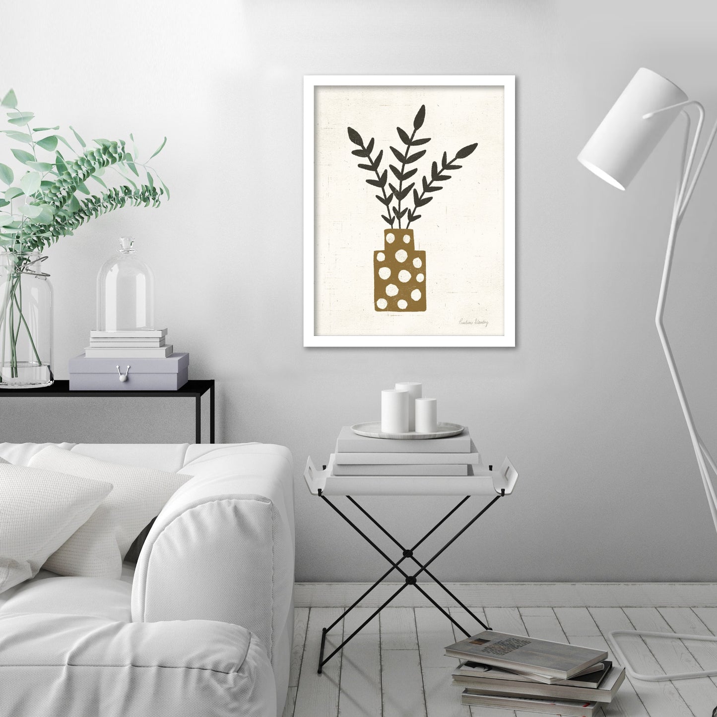 Branches Dotted Terracotta Vase by Pauline Stanley - Framed Print - Americanflat