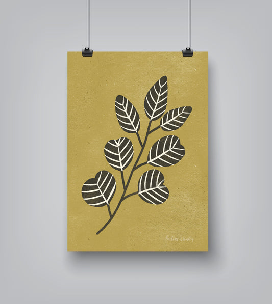 Eucalyptus Branch Mustard by Pauline Stanley - Art Print - Americanflat