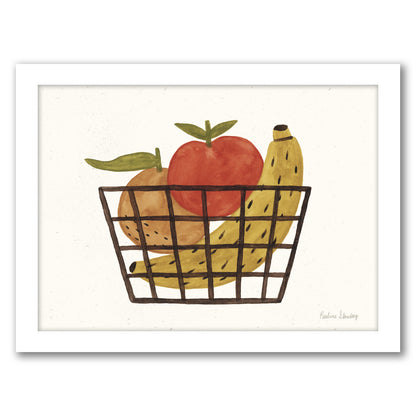 Fruit Basket Watercolor by Pauline Stanley - White Frame, White Frame, 24" X 36"