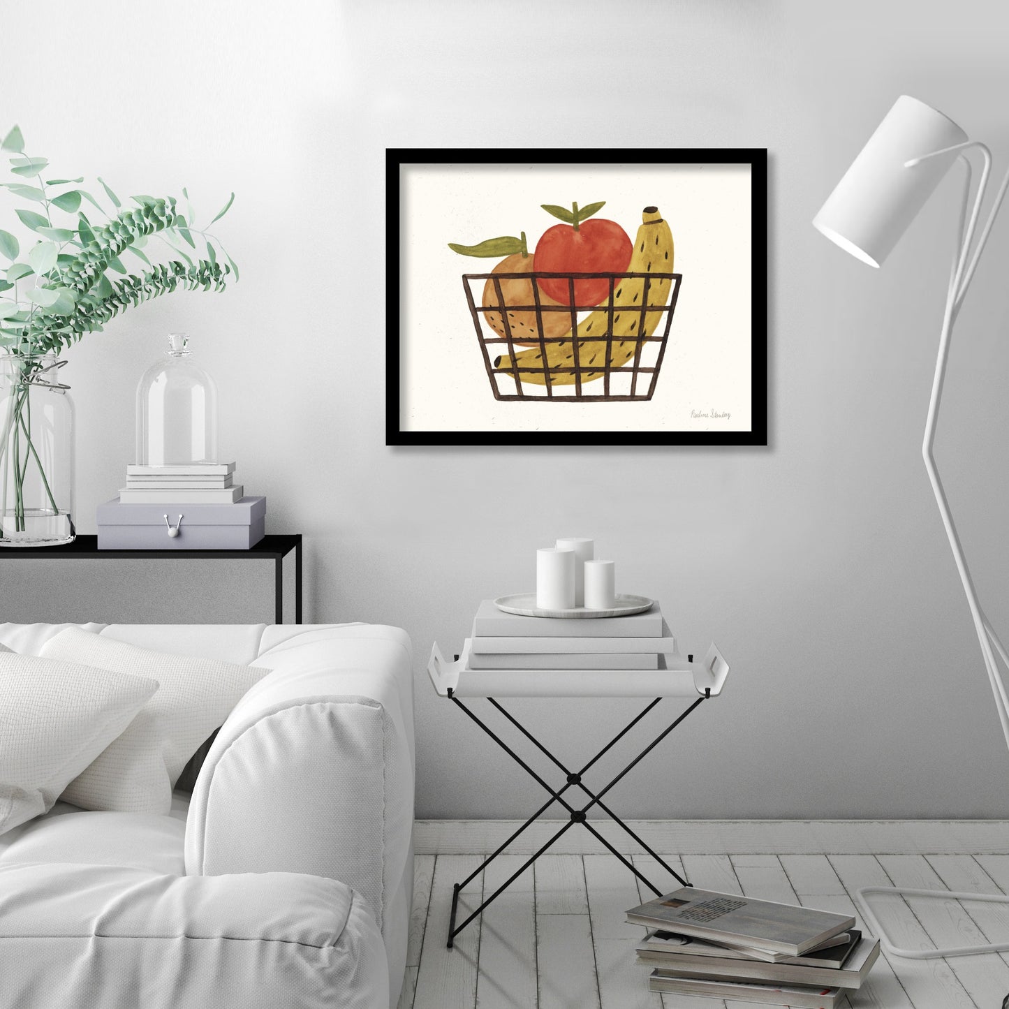 Fruit Basket Watercolor by Pauline Stanley - Black Frame, Black Frame, 24" X 36"