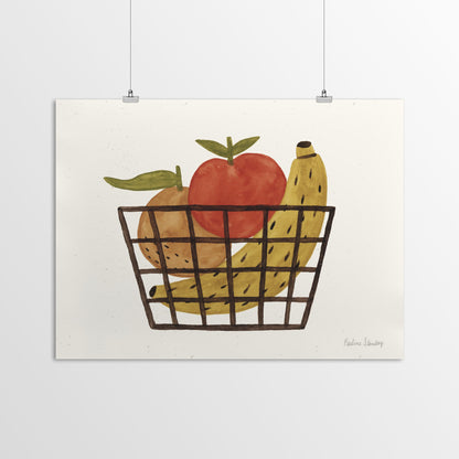 Fruit Basket Watercolor by Pauline Stanley - Poster, Poster, 11" X 14"