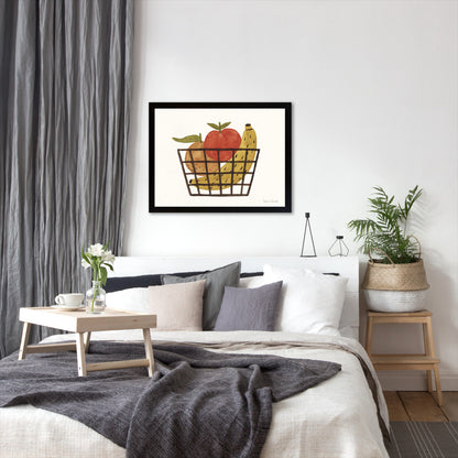 Fruit Basket Watercolor by Pauline Stanley - Black Frame, Black Frame, 22" X 28"